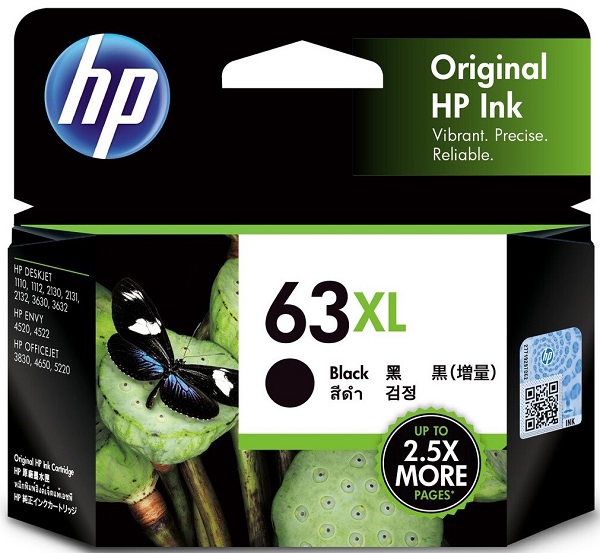 Mực in HP 63XL High Yield Black Original Ink Cartridge (F6U64AA)