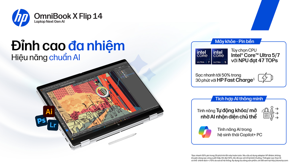 HP OmniBook X Flip 14: Laptop Next Gen AI Chuẩn Đa Nhiệm