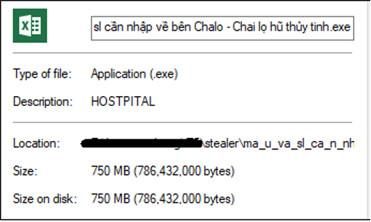 Một tệp tin .exe được ngụy trang dưới logo Excel. Ảnh: CookieArena