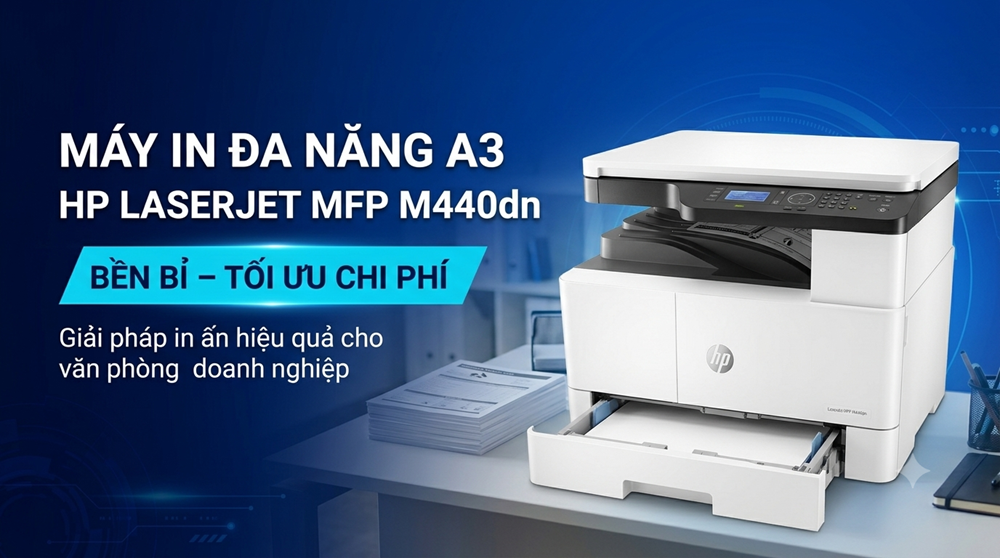 Máy In Đa Năng A3 HP LaserJet MFP M440dn – Bền Bỉ, Tối Ưu Chi Phí Văn Phòng, Tặng Ngay 1 Ream Giấy A4