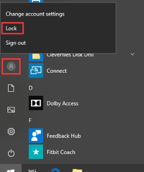 Cách khóa màn hình máy tính Windows 10 từ Start Menu