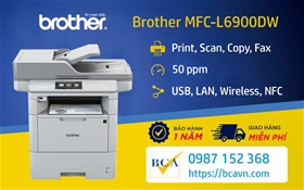 BCA phân phối mực,máy in Brother Laser đen trắng A4 Đa năng MFC-L6900DW in wifi,in 2 mặt,scan,copy,fax  giao hàng,cài đặt tận nơi tại Quận 8