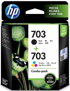 Mực in HP 703 2-pack Black/Tri-color Original Ink Advantage Cartridges (F6V32AA)