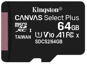Thẻ nhớ Kingston Canvas Select 2 64GB micSD Select Pls 100R C10 (SDCS2/64GBSP)
